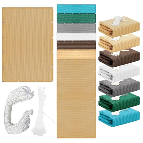 Sonnensegel Atmungsaktiv Rechteckig mit Ösen 450 x 470 cm Rechteckig Atmungsaktiv 98% UV Schutz Segel Baldachin Vielen Größen mit Spannseilen für Terrasse Camping, Sandgelb Sonnensegel Atmungsaktiv Rechteckig mit Ösen 450 x 470 cm Rechteckig Atmungsaktiv 98% UV Schutz Segel Baldachin Vielen Größen mit Spannseilen für Terrasse Camping, Sandgelb von FEIJDON