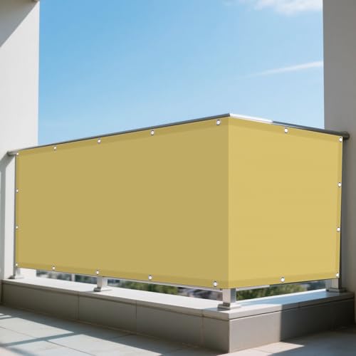 Sonnensegel Rechteckig mit Ösen Wasserdicht 265 x 590 cm Rechteckig Wasserdicht 98% UV Schutz Schattentuch Segel Baldachin Vielen Größen mit Spannseilen für Balkon Garten, Creme Farben von FEIJDON