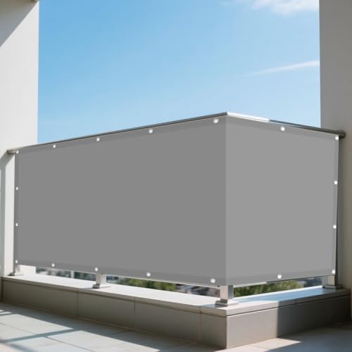 Sonnensegel Rechteckig mit Ösen Wasserdicht 285 x 510 cm Rechteckig Wasserdicht 98% UV Schutz Schattentuch Segel Baldachin Vielen Größen mit Spannseilen für Balkon Garten, Hellgrau von FEIJDON