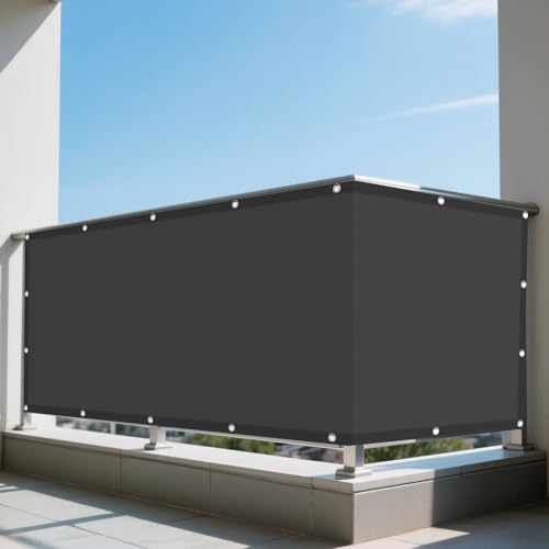 Sonnensegel Rechteckig mit Ösen Wasserdicht 365 x 770 cm Rechteckig Wasserdicht 98% UV Schutz Schattentuch Segel Baldachin Vielen Größen mit Spannseilen für Balkon Garten, Dunkelgrau von FEIJDON
