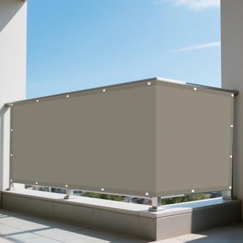 Sonnensegel Rechteckig mit Ösen Wasserdicht 445 x 550 cm Rechteckig Wasserdicht 98% UV Schutz Schattentuch Segel Baldachin Vielen Größen mit Spannseilen für Balkon Garten, Khaki von FEIJDON