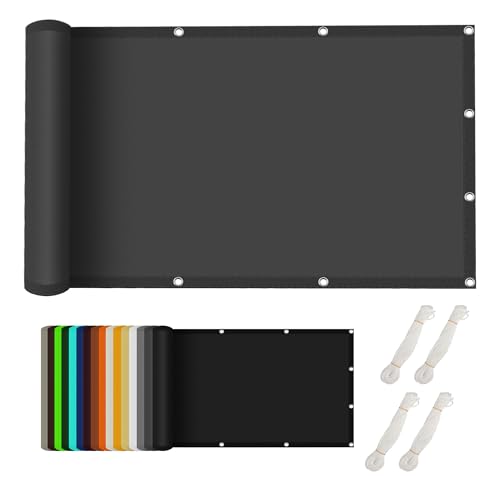 Sonnensegel Wasserdicht 0.8 x 1.2 m Rechteckig Wasserdicht 98% UV Schutz Sonnenschutz Segelschirm Sonnenschutz Segel mit Ösen Segeltuch 4 × 1.5 M Seile für Balkon Garten, Dunkelgrau von FEIJDON