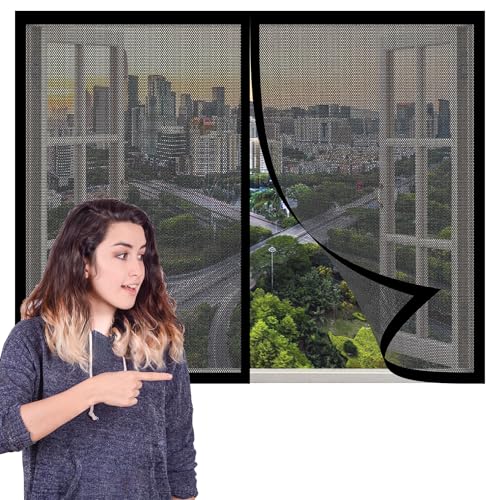 Fliegengitter Fenster 168 x 210 cm Insektenschutz Magnet Fliegenvorhang Ohne Bohren Einfache Montage für Fensteren Patio, Schwarz Fliegengitter Fenster 168 x 210 cm Insektenschutz Magnet Fliegenvorhang Ohne Bohren Einfache Montage für Fensteren Patio, Schwarz von FEIJUAND