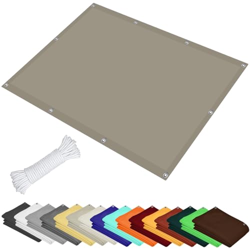 Quadratisch Sonnenschutz Markise 1.3 x 1.5 m Sichtschutz Feuchtigkeitsbeständig Geeignet für Balkone zur Beschattung, Khaki von FEIJUAND