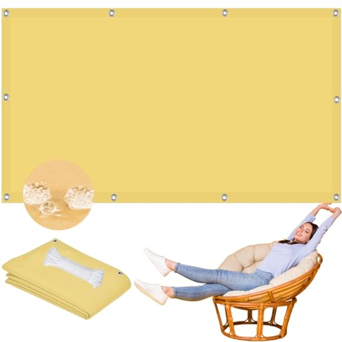 Quadratisch Sonnenschutz Markise 2 x 6 m Oxford-Stoff Schattensegel mit Seilen und Befestigungs Kit für Außenbereiche wie Garten und Balkone, Sandgelb von FEIJUAND