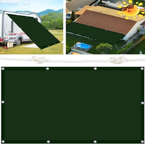 Quadratisch Sonnenschutz Markise 90 x 250 cm Sonnenschutz Sichtschutz Resistant Reißfestigkeit für Terrasse, Pool und Garten, Dunkelgrün von FEIJUAND