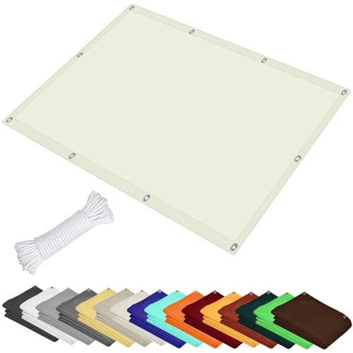 Rechteck Sonnensegel 0.5 x 2.2 m Wetterbeständig Segel Quer Vernäht Robust für Terrasse, Pool und Garten, Elfenbein von FEIJUAND
