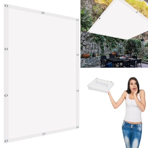 Rechteck Sonnensegel 2.1 x 4.6 m Markise Baldachin Quer Vernäht Robust für Terrasse, Pool und Garten, Weiß von FEIJUAND