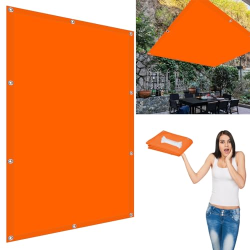 Sonnensegel Quadrat 6.4 x 7.8 m Segeltuch Pergola 98% UV Schutz Alle 50cm Eine Edelstahlöse für Außenbereiche wie Garten und Balkone, Orange von FEIJUAND