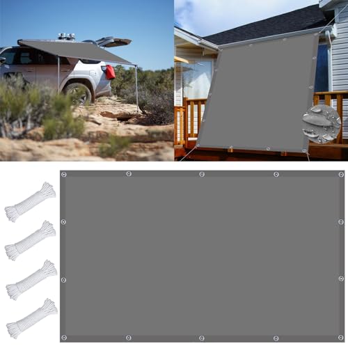 Sonnensegel Rechteckig 2.4 x 4.2 m Wasserdicht Sun Segel mit Seilen und Befestigungs Kit für Terrasse, Pool und Garten, Hellgrau von FEIJUAND