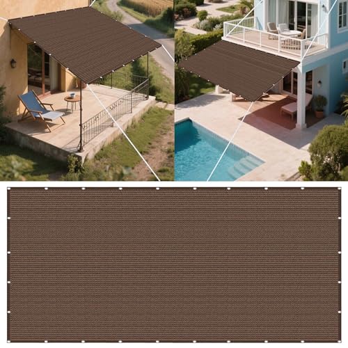 Sonnensegel Rechteckig 480 x 700 cm Rechteckig Atmungsaktiv 98% UV Schutz Balkonbespannung Reißfest mit Ösen Und Befestigungsseile für Balkon Terrasse Garten Outdoor, braun von FEIJUAND