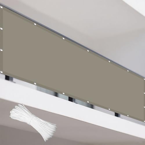 Sonnensegel Rechteckig mit Ösen 60 x 150 cm Rechteckig Wasserdicht 98% UV Schutz Balkon Sichtschutz mit Ösen Und Befestigungsseile für Garten Camping, Khaki von FEIJUAND