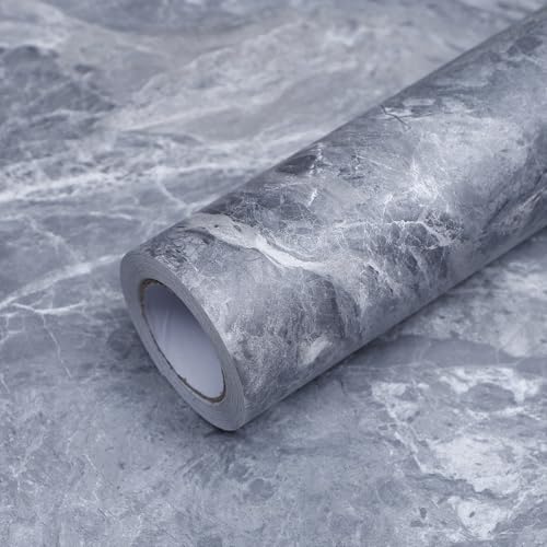 Blau Schwarz Tapete Selbstklebend Marmoroptik 3d Effekt Klebetapete Selbstklebende Beton Wand Möbelaufkleber Graue Klebefolie Matt Tapeten Marmoroptik Modern Büro Schlafzimmer Betontapete 40CM×10M von FEILAYS