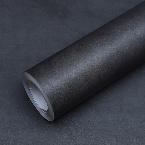 Selbstklebende Tapete Klebefolie Möbelfolie Dunkelgrau Betontextur Dicker Matt Wasserfeste Möbelaufkleber Zementmuster Dekorfolie Selbstklebe Folie Vinyl Wandaufkleber für Schlafzimmer 60CMx10M von FEILAYS