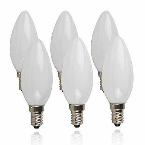 FEILEMAN E14 Kerze LED Lampe Warmweiss für Kronleuchter, E14 LED 20W Ersatz E14 Warmweiss 2W 2700K 250lm, Filament Milch Kerzenlampe Nitch Dimmbar, 6 Pack von FEILEMAN