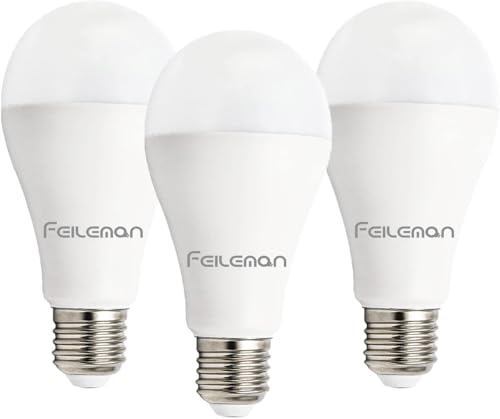 Feileman E27 LED 20W 6500K Kaltweiss Ersatz for 153 Watt Lampe, 2500lm E27 Glühbirne Super Hell Licht Leuchtmittel, A65 LED Birne Ultrahell Nicht Dimmbar 3-PACK Feileman E27 LED 20W 6500K Kaltweiss Ersatz for 153 Watt Lampe, 2500lm E27 Glühbirne Super Hell Licht Leuchtmittel, A65 LED Birne Ultrahell Nicht Dimmbar 3-PACK von Feileman