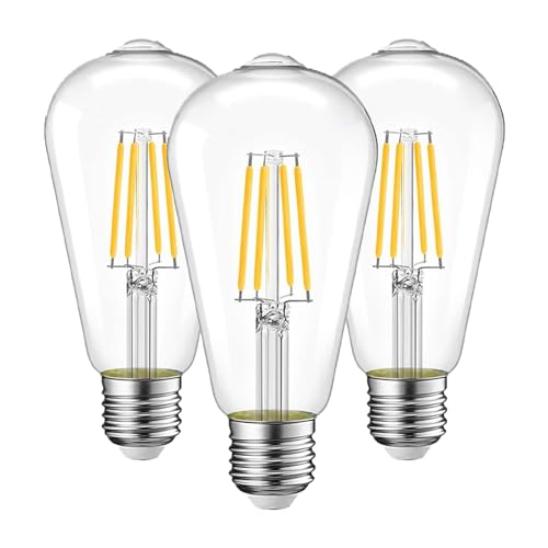 FEILEMAN Edison Vintage Glühbirne E27 LED Warmweiss,Light Bulbs 7W(60W) Warmweiss Hohe Helligkeit Filament ST64, Weihnachtsdekoration Nitch Dimmbar, Antike Ideal für Cafés, Bars usw. - 3 pack von FEILEMAN