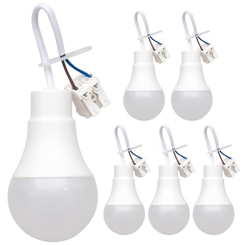 FEILEMAN LED Bauleuchtmittel 11W Renovierlampe - Baufassung mit Leuchtmittel und Steckklemme Super Bright 1055LM Birne Renovierung Sanierung 6 Stück von FEILEMAN