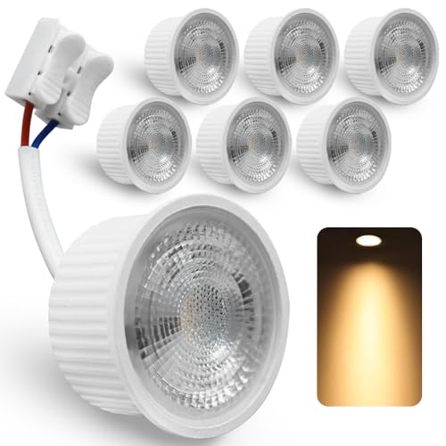 FEILEMAN LIGHTING LED-Modul Ultra Flach ø50x25mm für Einbaustrahler, 7W 510lm 3000K 86V-265V, Warmweiß Ersetzt GU10 MR16 Leuchtmittel, 38° Abstrahlwinkel 6 Stück. von FEILEMAN