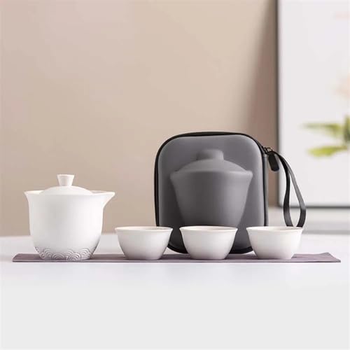 Teeservice 1 Topf Füllt 3 Tassen Tee Machen Werkzeug Single Kung Fu Teaware Sets Kultur Liebhaber Geschenk Reise Set Portable Outdoor Camping Teetassen-Set(F) von FEILIV