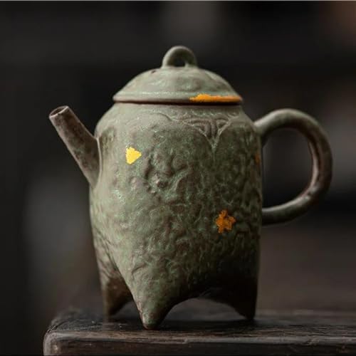 Teeservice 160Ml Hochwertige Bronze Glasur Teekanne Ästhetischer Alter Felsschlammtopf Teekocher Wasserkocher Mit Filter Kung Fu Tee Teegeschirr Dekoration Teetassen-Set(A) von FEILIV