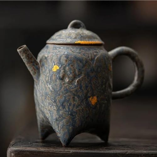 Teeservice 160Ml Hochwertige Bronze Glasur Teekanne Ästhetischer Alter Felsschlammtopf Teekocher Wasserkocher Mit Filter Kung Fu Tee Teegeschirr Dekoration Teetassen-Set(B) von FEILIV