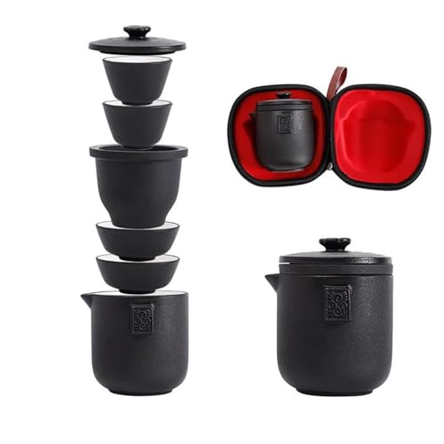 Teeservice Chinesische Dehua Porzellan Tee Sets Tragbare Einfache Outdoor Reise Tour Auto Teekanne Tassen Set Keramik Kung Fu Teegeschirr Ei Teetassen-Set von FEILIV