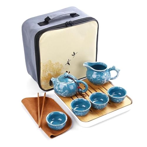 Teeservice Chinesische Reise Kung Fu Tee Set Teekanne Keramik Tragbare Dosen Trinken Werkzeug Outdoor Trinkbecher Kaffee Tasse Teetassen-Set(B) von FEILIV