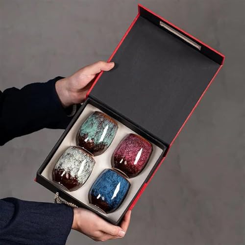 Teeservice Chinesische Retro Keramik Teetasse Porzellan Tee Tasse Kaffee Reise Tragbare Schüssel Handgemachte Tee-Set Kung Fu Drink Teetassen-Set von FEILIV