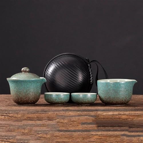 Teeservice Chinesische Tee Reise Set Kung Fu Keramik Tragbare Teekanne Porzellan Teaset Tassen Zeremonie Werkzeug Teetassen-Set(A) von FEILIV