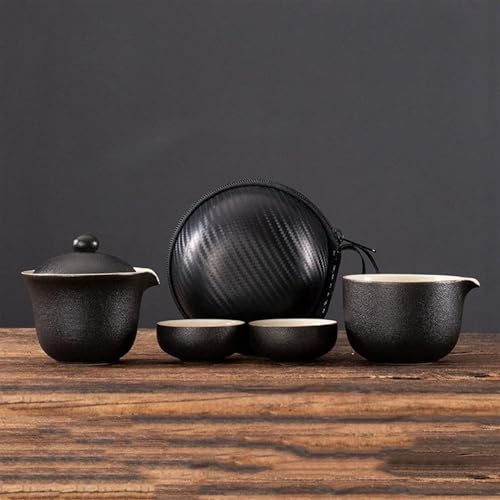 Teeservice Chinesische Tee Reise Set Kung Fu Keramik Tragbare Teekanne Porzellan Teaset Tassen Zeremonie Werkzeug Teetassen-Set(B) von FEILIV