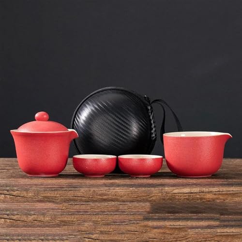 Teeservice Chinesische Tee Reise Set Kung Fu Keramik Tragbare Teekanne Porzellan Teaset Tassen Zeremonie Werkzeug Teetassen-Set(C) von FEILIV