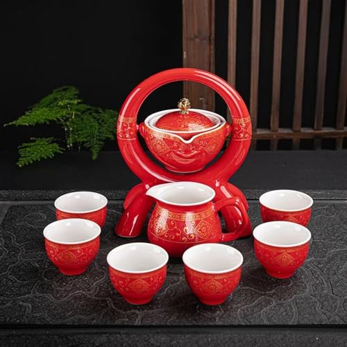 Teeservice Chinesische Tragbare Tee Set Keramik Outdoor Reise Nachmittag Teekanne Geschirr Porzellan Tasse Teegeschirr Sets Geschenk Teetassen-Set(H) von FEILIV