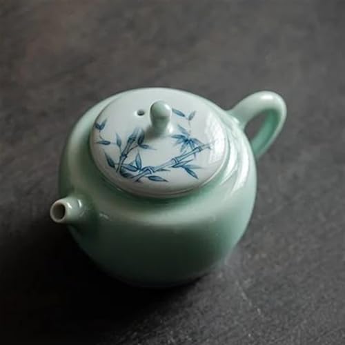 Teeservice Chinesischer Porzellan-Teekessel Kung-Fu-Werkzeug Geschenk 100 Ml Handbemalte Celadon-Teekanne Handgefertigter Bambus-Keramiktopf Mit Filter Teetassen-Set(A) von FEILIV