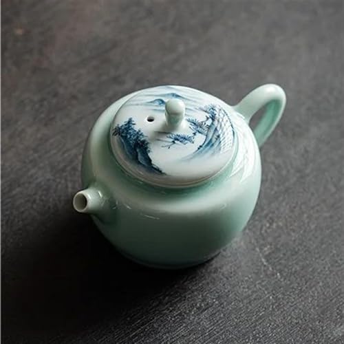 Teeservice Chinesischer Porzellan-Teekessel Kung-Fu-Werkzeug Geschenk 100 Ml Handbemalte Celadon-Teekanne Handgefertigter Bambus-Keramiktopf Mit Filter Teetassen-Set(B) von FEILIV