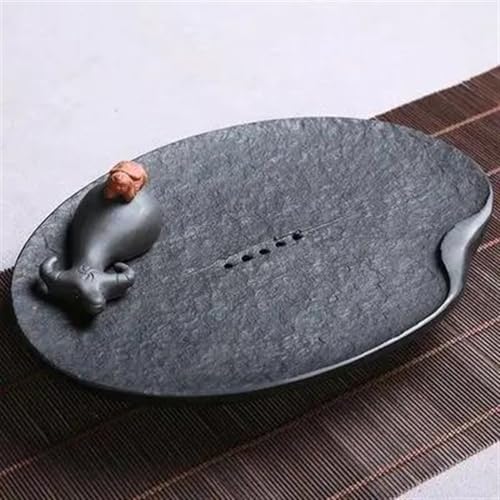 Teeservice Fachplatte Teetablett Wasserkocher Küchenhelfer Stein Schwarz Kaffeegeschirr Teegeschirr Bürozubehör Teetassen-Set(30x20x3cm) von FEILIV
