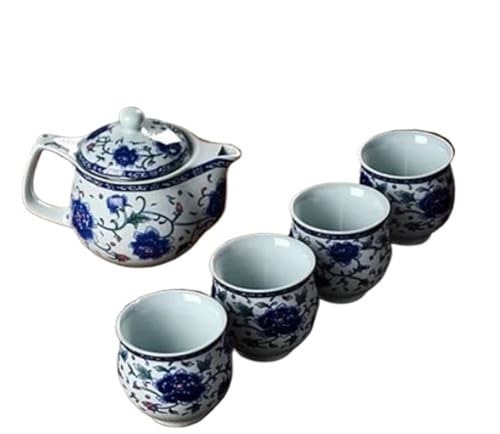 Teeservice Handgemachte Wasserkocher Teetassen Hause Teegeschirr Tee Zeremonie 350 Ml Chinesische Blau Und Weiß Porzellan Tee-Sets Exquisite Keramik Teekanne Teetassen-Set(D) von FEILIV
