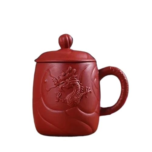 Teeservice Haushalt Teegeschirr Liefert Chinesische Yixing Lila Ton Teetassen Mit Griff Filter Teetasse Handgemachte Drachen Muster Master Tasse Teetassen-Set(A) von FEILIV