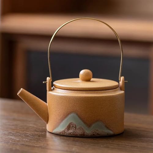 Teeservice Hebebalken Topf Schwarzer Keramik Einzeltopf Haushalts Teekocher Tasse Teekanne Ton Chinesisches Tee Set Und Kaffee Wasserkocher Teetassen-Set(Orange,220ml) von FEILIV