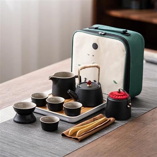 Teeservice Keramik Teetasse Sets Reise Kung Fu Tee Set Teekanne Tray Home Outdoor Werkzeuge Teegeschirr Topf Und Tasse Teetassen-Set(E) von FEILIV