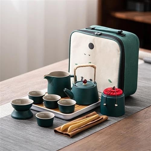 Teeservice Keramik Teetasse Sets Reise Kung Fu Tee Set Teekanne Tray Home Outdoor Werkzeuge Teegeschirr Topf Und Tasse Teetassen-Set(F) von FEILIV