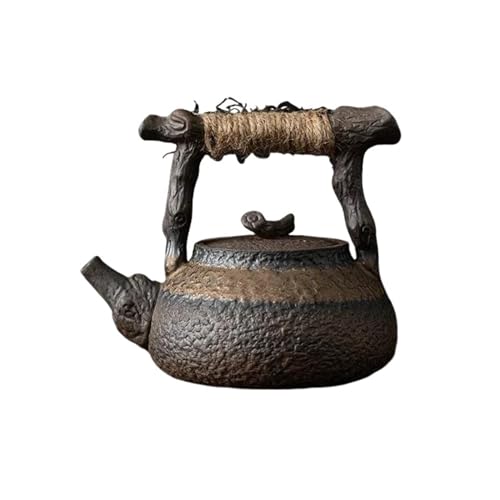 Teeservice Kleine Teekanne Teebereiter Japanische Mit Vergoldung Eisenglasur Hanfseilgriff Getrocknetes Holz Schlaufengriff Teetassen-Set(Teapot) von FEILIV