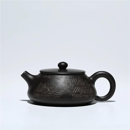 Teeservice Kung-Fu-Tee-Set, 120 Ml, Yixing-Purpur-Tontopf, Original-Erz-Schwarzschlamm-Keramik, Geschnitzter Stein-Schöpflöffel, Handgefertigter Stil Teetassen-Set von FEILIV