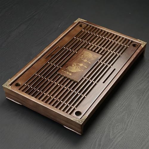 Teeservice Massivholz Tablett Entwässerung Wasser Lagerung Kung Fu Tee Set Schublade Zimmer Bord Tisch Chinesische Zeremonie Werkzeuge Teetassen-Set(43x28x6cm A) von FEILIV