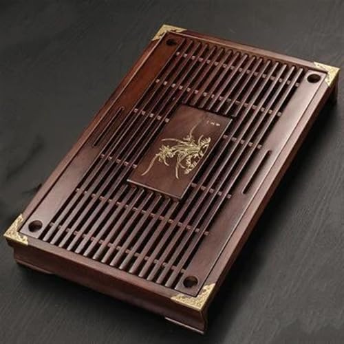 Teeservice Massivholz Tablett Entwässerung Wasser Lagerung Kung Fu Tee Set Schublade Zimmer Bord Tisch Chinesische Zeremonie Werkzeuge Teetassen-Set(43x28x6cm B) von FEILIV