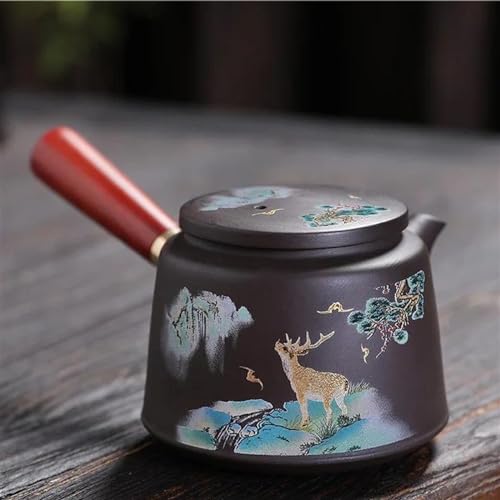 Teeservice Retro Teezubehör Home Beauty Tee-Ei Benutzerdefinierte Zisha Teekanne Filter Teegeschirr Chinesische Lila Ton Mit Seitengriff 180 M Teetassen-Set(A) von FEILIV