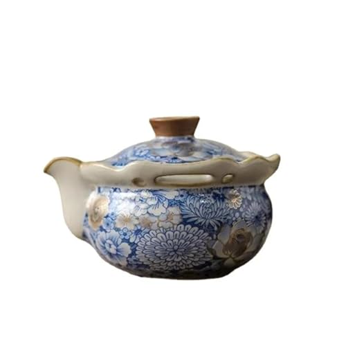 Teeservice Ru-Porzellan-Kung-Fu-Teetasse Kreativer Teekessel Mit Blumen Ru-Ofen-Handgrifftopf Einfachheit Haushaltsprobentasse Teetassen-Set(200ml pot) von FEILIV