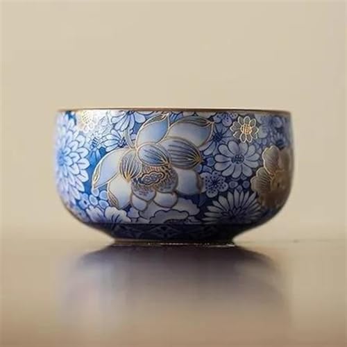 Teeservice Ru-Porzellan-Kung-Fu-Teetasse Kreativer Teekessel Mit Blumen Ru-Ofen-Handgrifftopf Einfachheit Haushaltsprobentasse Teetassen-Set(55ml cup) von FEILIV