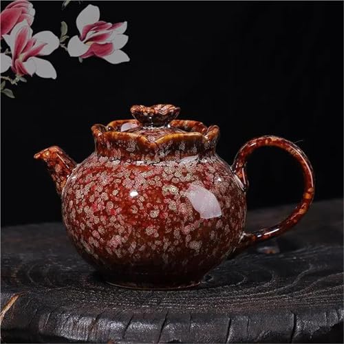 Teeservice Topf Tianmu Glasur Blatt Wasserkocher Grobe Keramik Gebaut Schnee Blume Teekanne Tee-Set Vintage Teezubereitung Western Shi Teetassen-Set(Type-G) von FEILIV