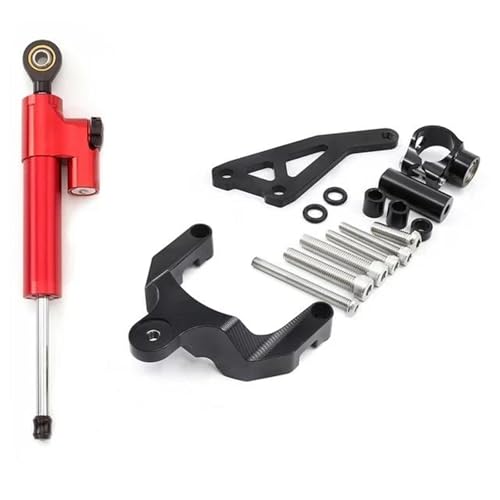 FEILIVCI Ersatzteile Für Suzuki GSR750 2011-2015 GSR600 2006-2010 Motorrad-Lenkungsdämpfer CNC-Aluminium-Stabilisatorhalterung Montagehalterung Kit Halter Modifikationsteile(Red Set) von FEILIVCI